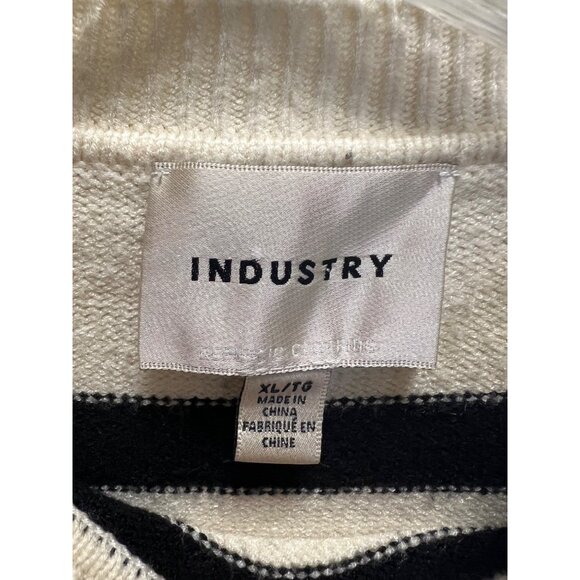 Industry Womens Striped Crew Neck Knit Sweater XL Black & White 52% Viscose/28% - Picture 3 of 5